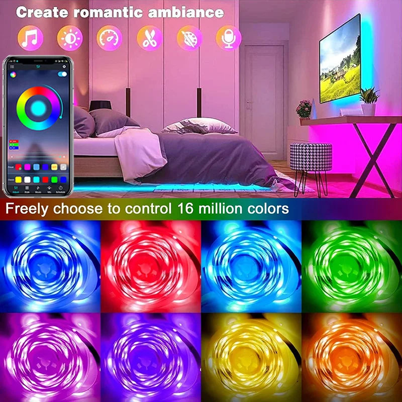 LED Strip Light WIFI Bluetooth Control 5050 RGB Led Lights Flexible Ribbon Luces Led 1M-30M 5V USB TV BackLight Room Decoration